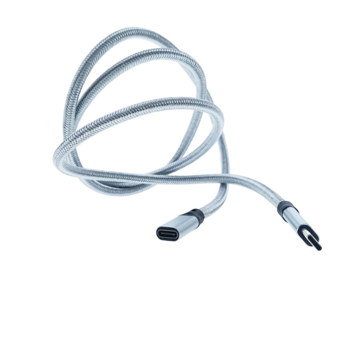 Cablu premium prelungitor USB Tip C mama la USB Tip C 3.1 tata, viteza 10 Gbps, 1m, cu invelis textil, gri [1]