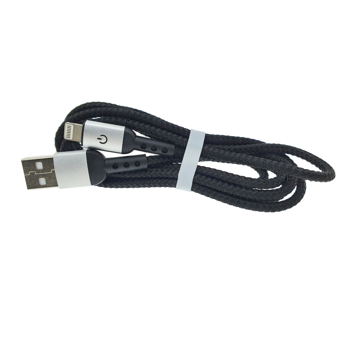 Cablu premium USB 2.0 tata la conector compatibil 8-pin Lightning tata , 3A, 1.2m, Fast Charging Bright Black, indicator Led, negru [12]