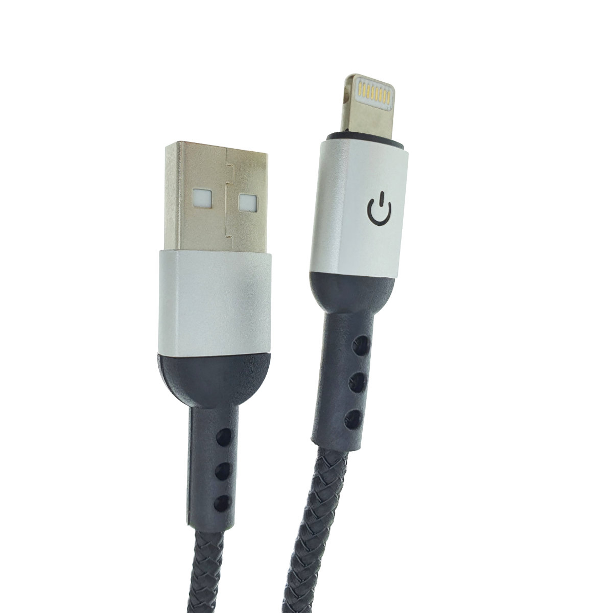 Cablu premium USB 2.0 tata la conector compatibil 8-pin Lightning tata , 3A, 1.2m, Fast Charging Bright Black, indicator Led, negru [14]