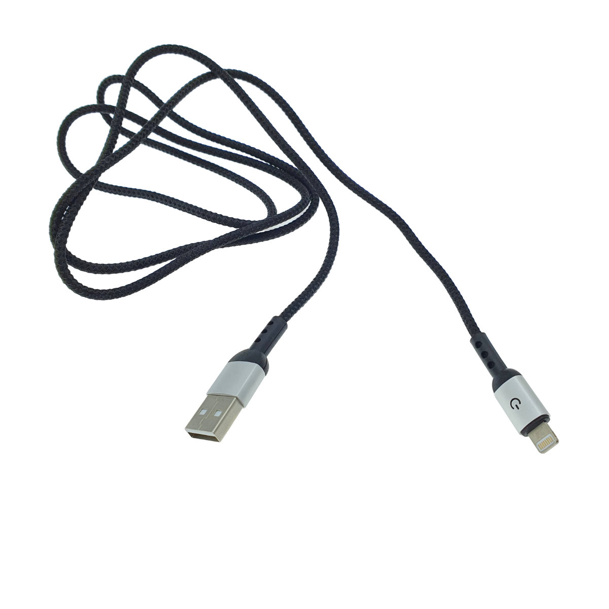 Cablu premium USB 2.0 tata la conector compatibil 8-pin Lightning tata , 3A, 1.2m, Fast Charging Bright Black, indicator Led, negru [1]