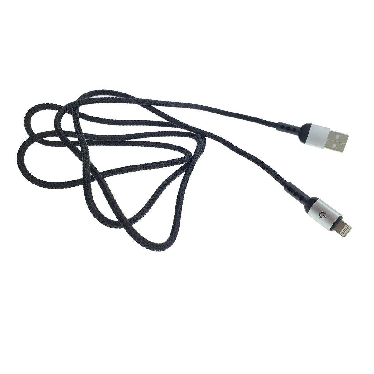 Cablu premium USB 2.0 tata la conector compatibil 8-pin Lightning tata , 3A, 1.2m, Fast Charging Bright Black, indicator Led, negru [15]