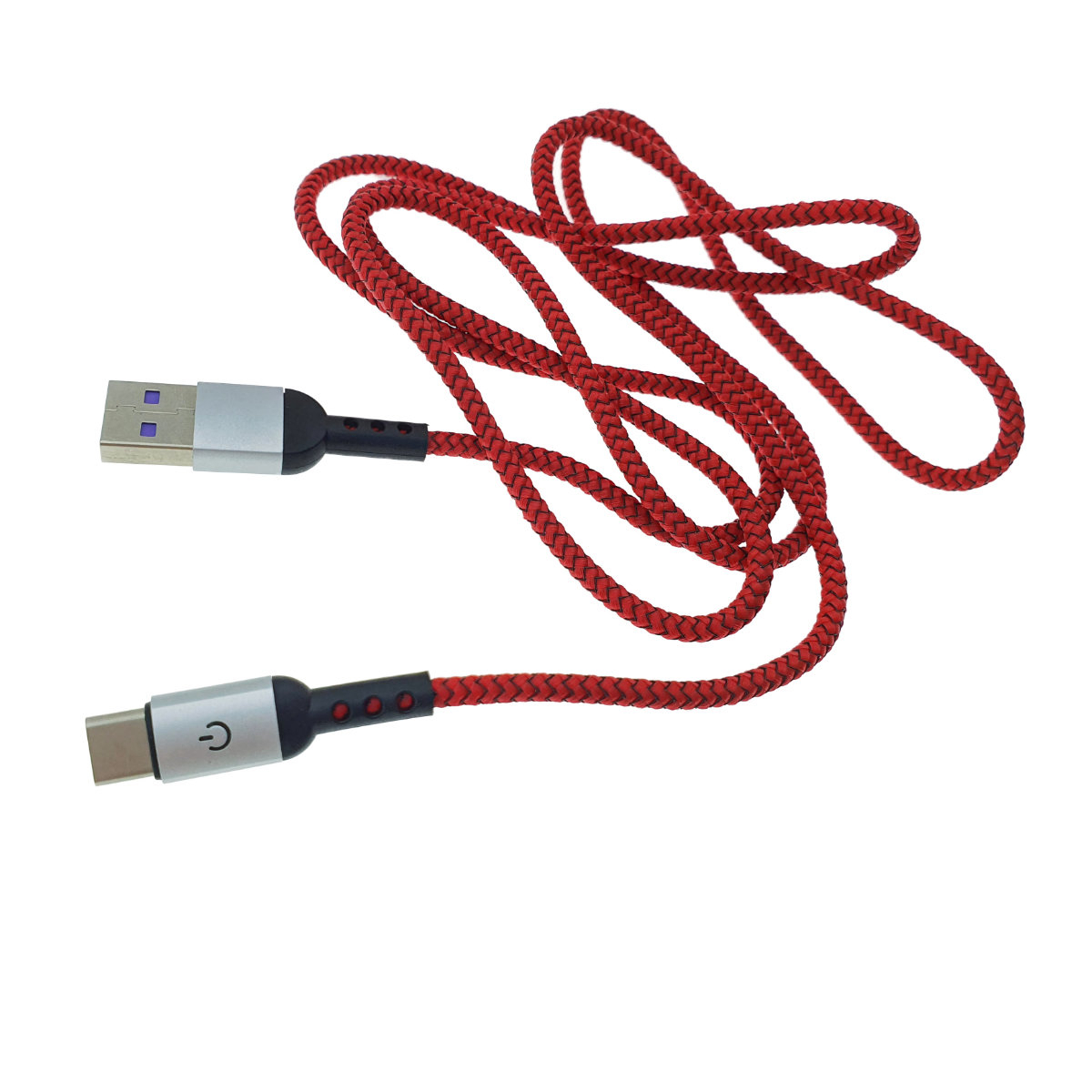 Cablu premium USB 2.0 tata la USB tip C tata , 3A, 1.2m, Fast Charging China Red, indicator Led, rosu cu negru [5]