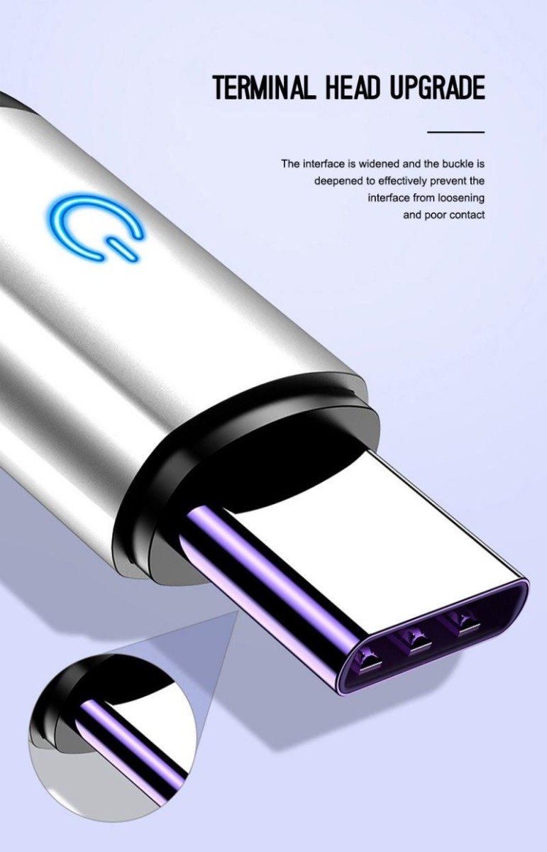 Cablu premium USB 2.0 tata la USB tip C tata , 3A, 1.2m, Fast Charging China Red, indicator Led, rosu cu negru [22]
