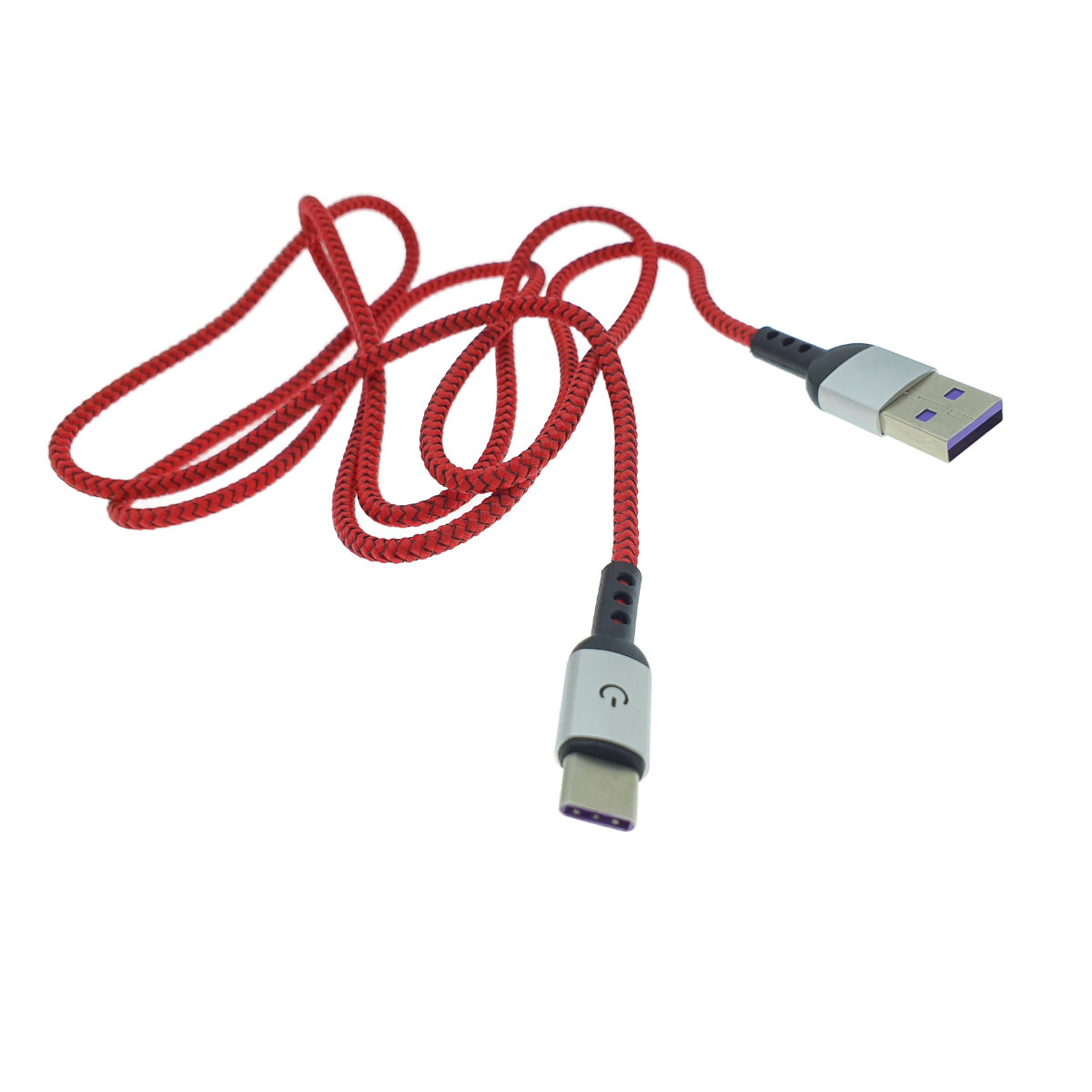 Cablu premium USB 2.0 tata la USB tip C tata , 3A, 1.2m, Fast Charging China Red, indicator Led, rosu cu negru [14]