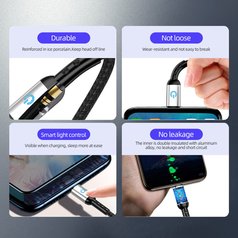 Cablu premium USB 2.0 tata la USB tip C tata , 3A, 1.2m, Fast Charging China Red, indicator Led, rosu cu negru [8]
