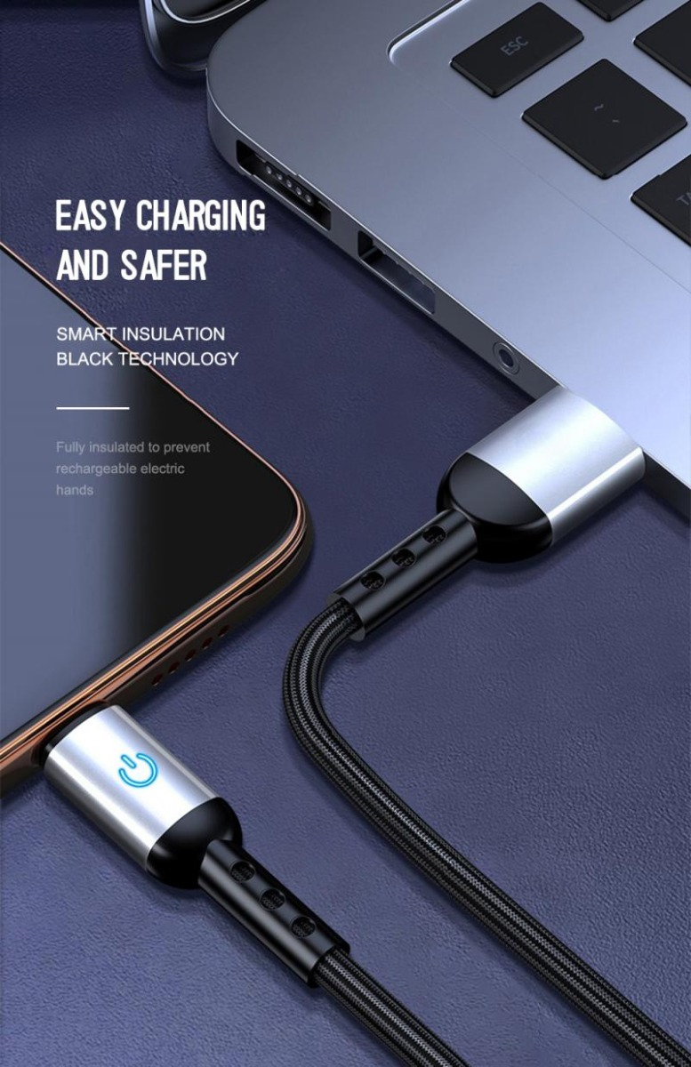 Cablu premium USB 2.0 tata la USB tip C tata , 3A, 1.2m, Fast Charging China Red, indicator Led, rosu cu negru [23]