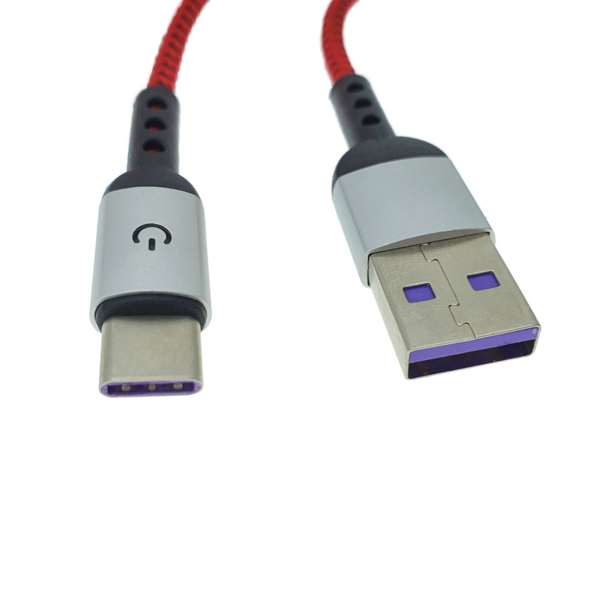 Cablu premium USB 2.0 tata la USB tip C tata , 3A, 1.2m, Fast Charging China Red, indicator Led, rosu cu negru [17]