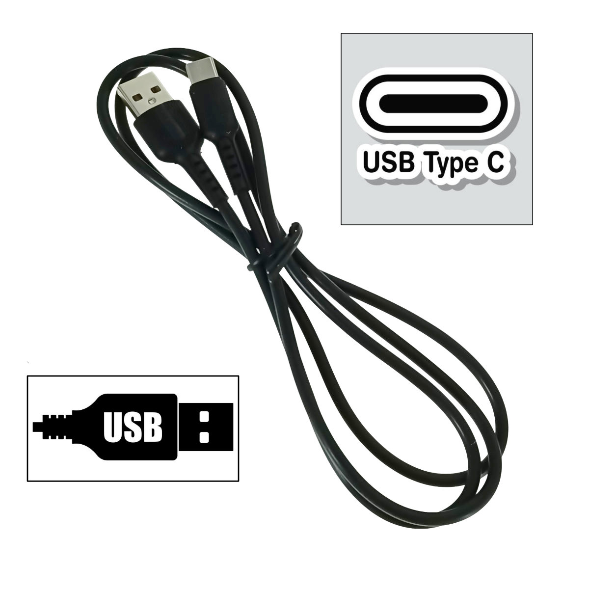 Cablu prevazut cu conectori USB tata si USB tip C tata, Borofone BX16 Easy 09947, lungime 1m, negru [2]