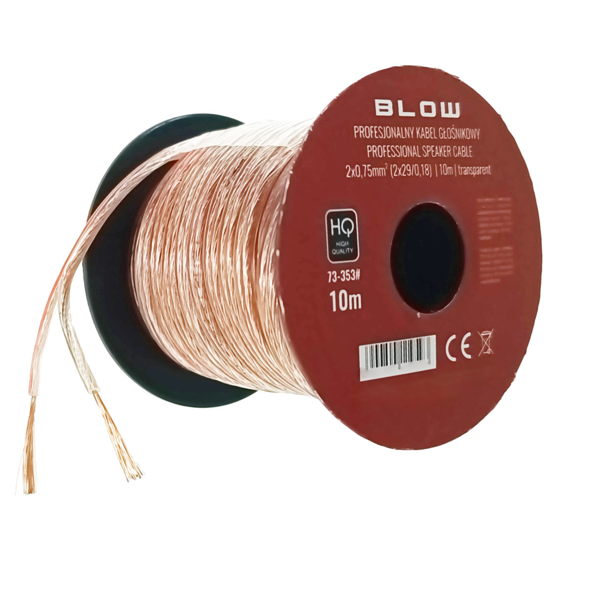 Cablu profesional audio pentru difuzoare, Blow 11959, 2x0.75mm, lungime 10m, transparent [1]