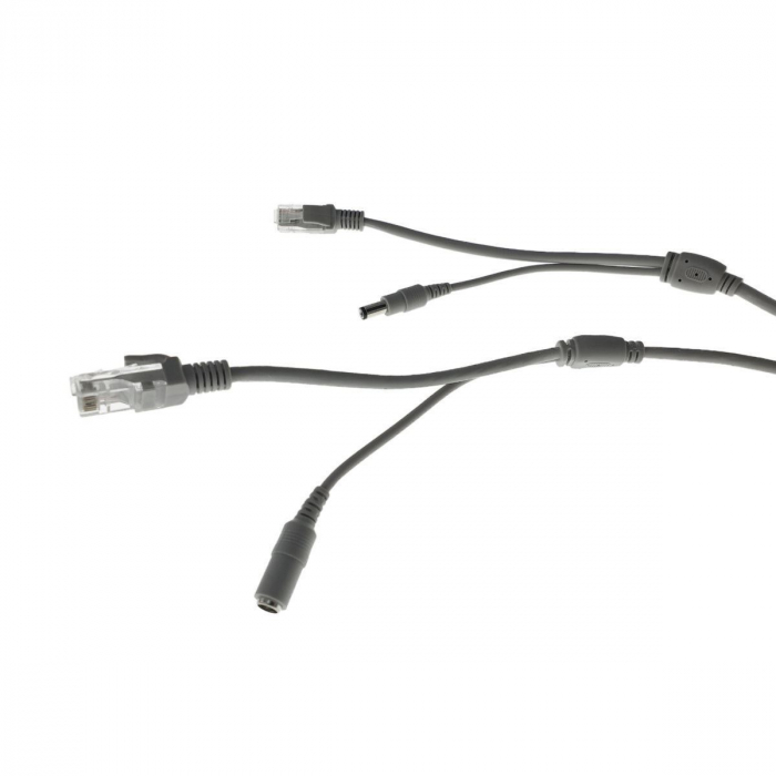 Cablu retea 10m pentru camera IP CCTV NVR,UTP Cat.5/5e,mufat 2XRJ45 si cablu alimentare mufat 2X2.1x5.5mm,gri [2]