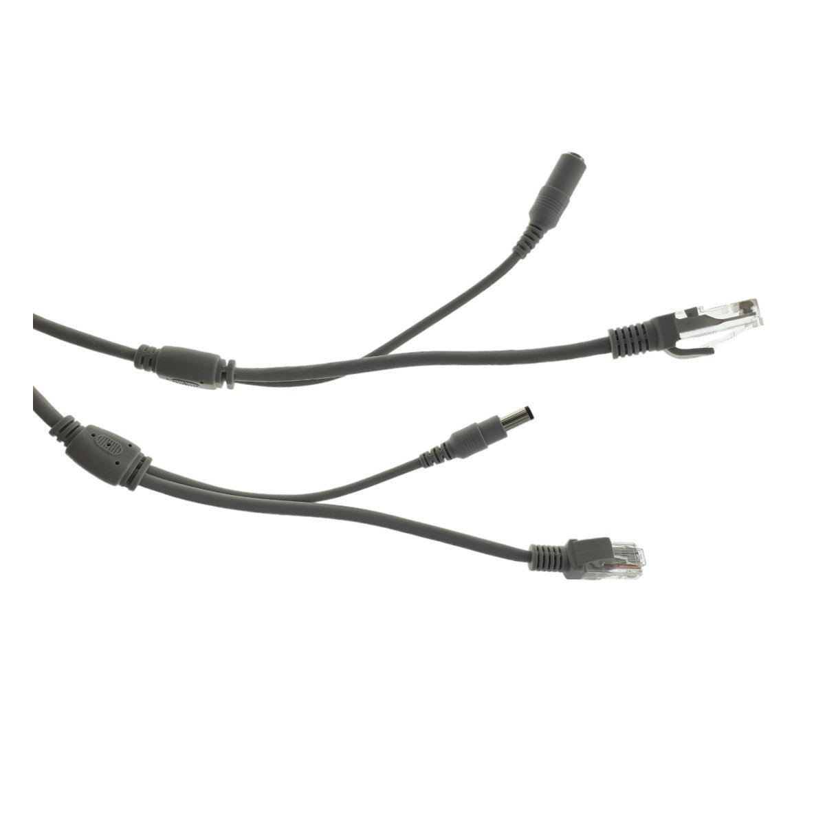 Cablu retea 20m pentru camera IP CCTV NVR,UTP Cat.5/5e,mufat 2XRJ45 si cablu alimentare mufat 2X2.1x5.5mm,gri [8]