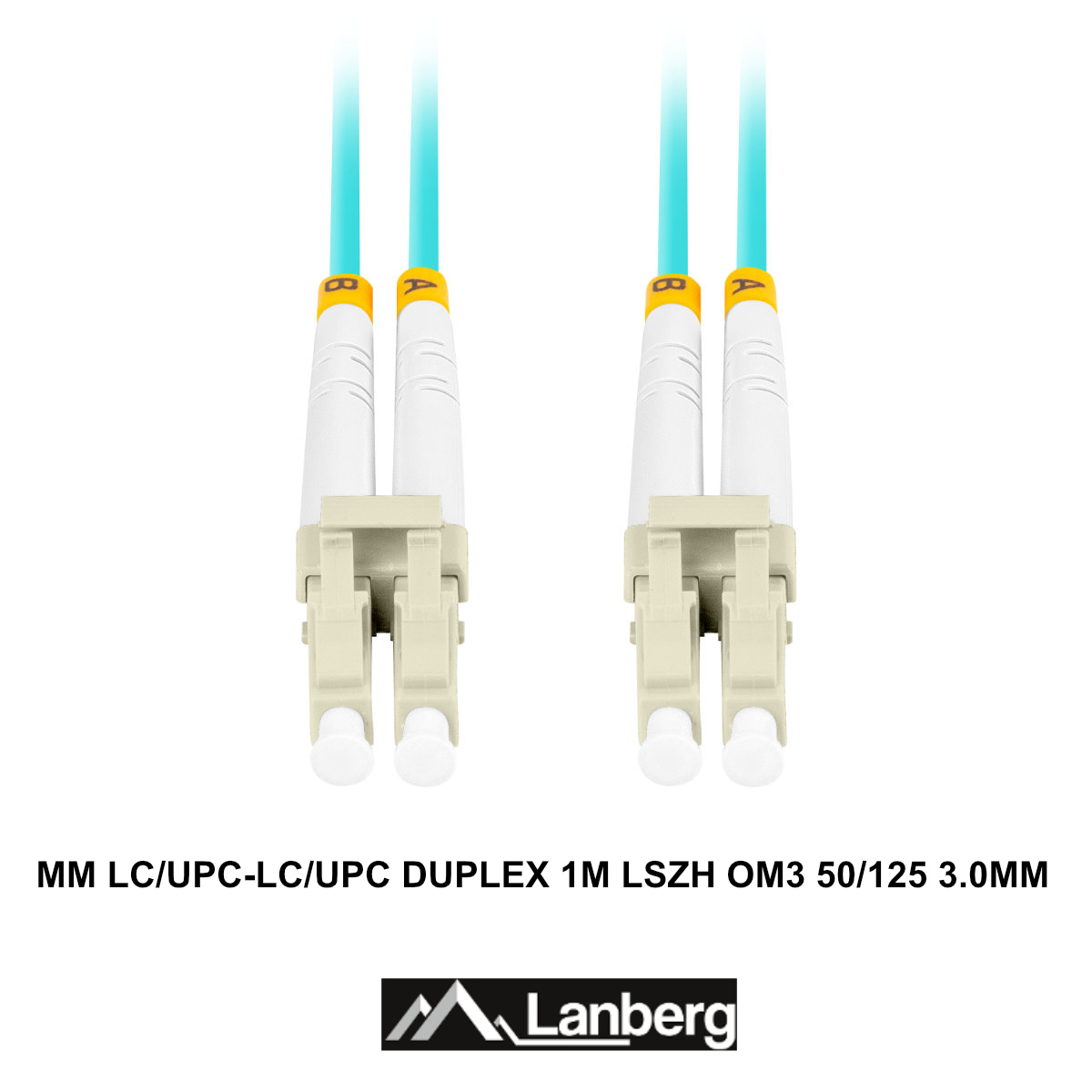Cablu retea fibra optica cu lungime 1 m si conectori LC/UPC-LC/UPC, Lanberg Z43333, MM, DUPLEX 3.0MM OM3 50/125 LSZH, albastru [3]