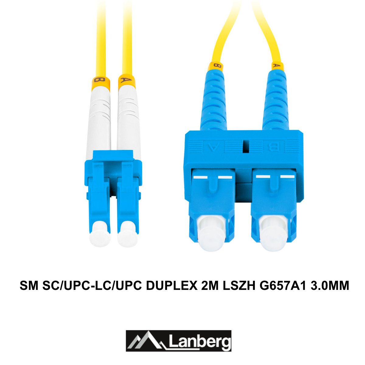 Cablu retea fibra optica cu lungime 1 m si conectori SC/UPC-LC/UPC, Lanberg Z43315, SM, DUPLEX 3.0MM G657A1 LSZH, galben [3]