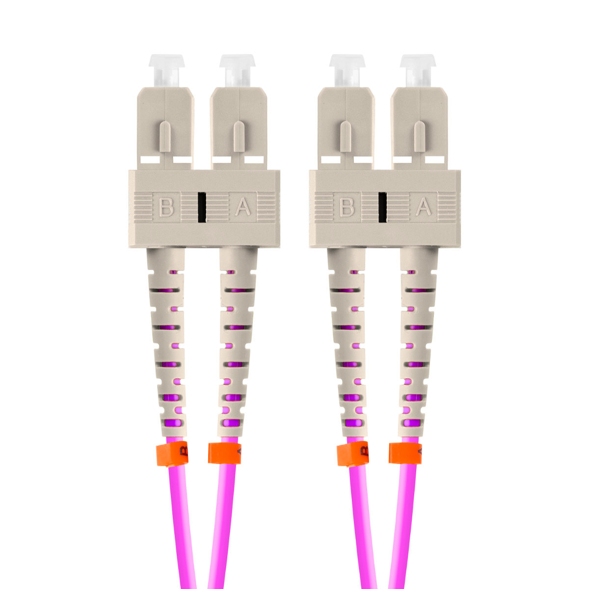 Cablu retea fibra optica cu lungime 1 m si conectori SC/UPC-SC/UPC, Lanberg Z43330, MM, DUPLEX 3.0MM OM4 50/125 LSZH, violet [1]