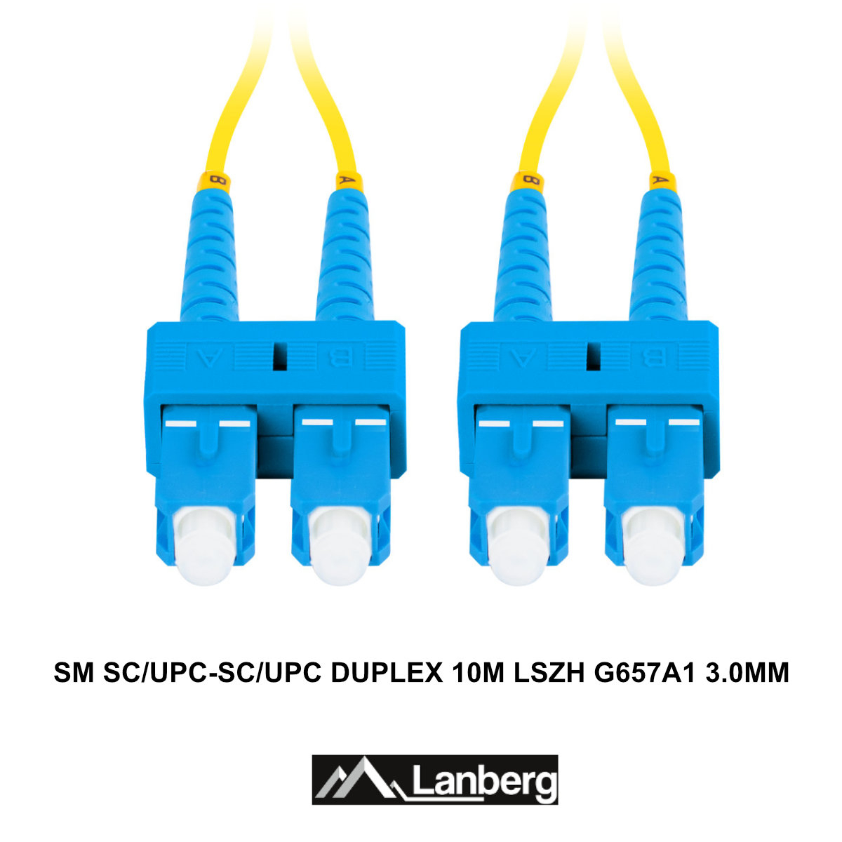 Cablu retea fibra optica cu lungime 10 m si conectori SC/UPC-SC/UPC, Lanberg Z43099, SM, DUPLEX 3.0MM G657A1 LSZH, galben [3]
