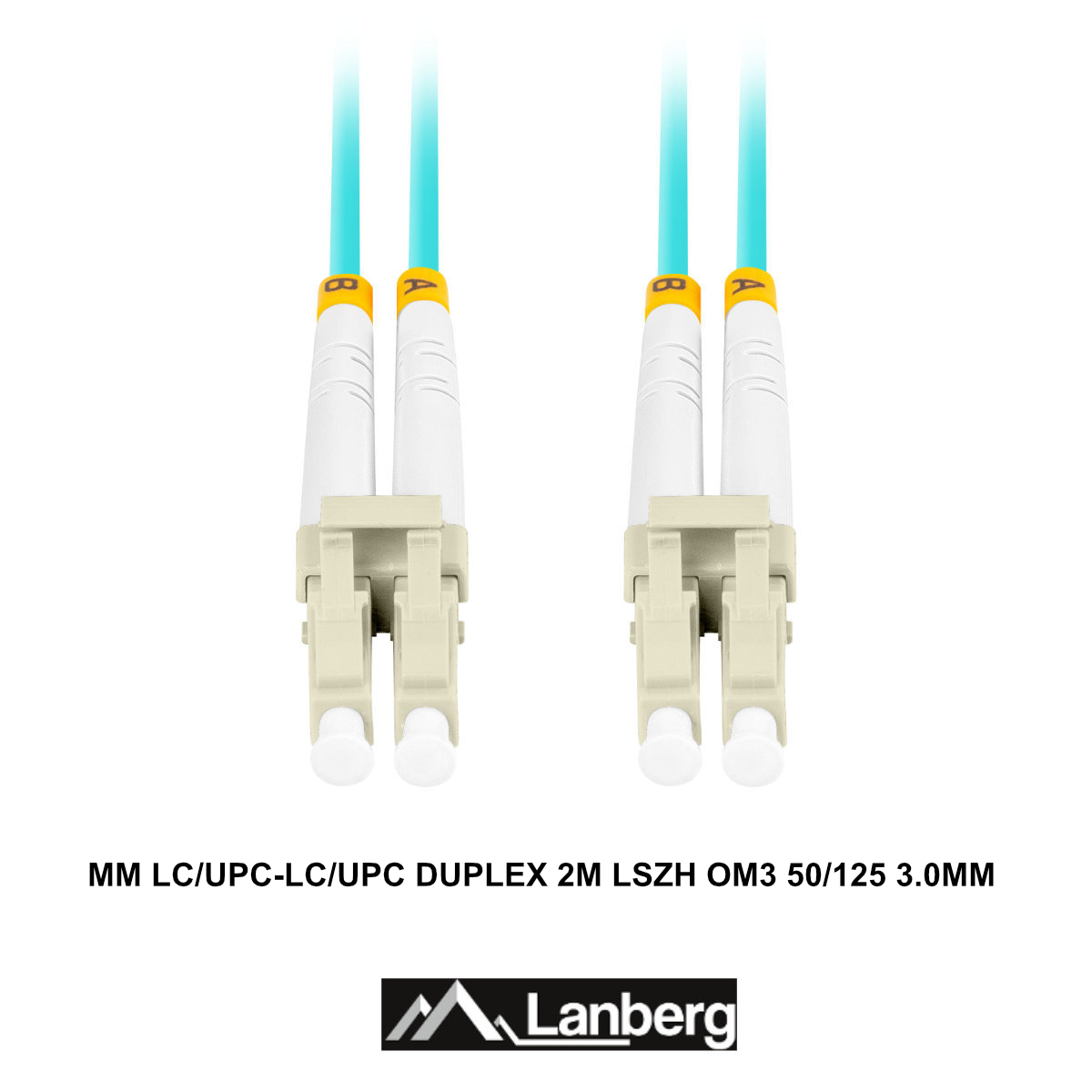 Cablu retea fibra optica cu lungime 2 m si conectori LC/UPC-LC/UPC, Lanberg Z43334, MM, DUPLEX 3.0MM OM3 50/125 LSZH, albastru [3]