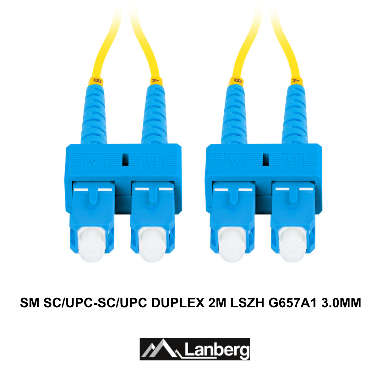 Cablu retea fibra optica cu lungime 2 m si conectori SC/UPC-SC/UPC, Lanberg Z43097, SM, DUPLEX 3.0MM G657A1 LSZH, galben [3]