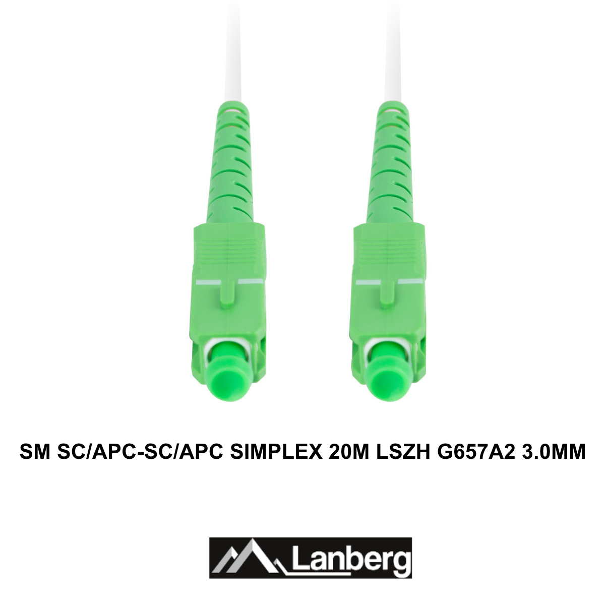 Cablu retea fibra optica cu lungime 20 m si conectori SC/APC-SC/APC, Lanberg Z43086, SM, SIMPLEX 3.0MM G657A2 LSZH, alb [3]