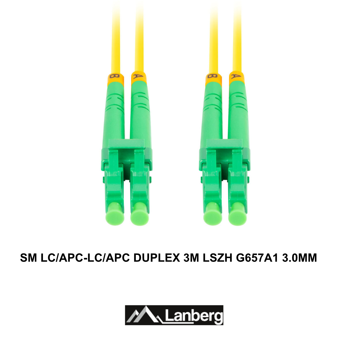 Cablu retea fibra optica cu lungime 3 m si conectori LC/APC-LC/APC, Lanberg Z43320, SM, DUPLEX 3.0MM G657A1 LSZH, galben [3]