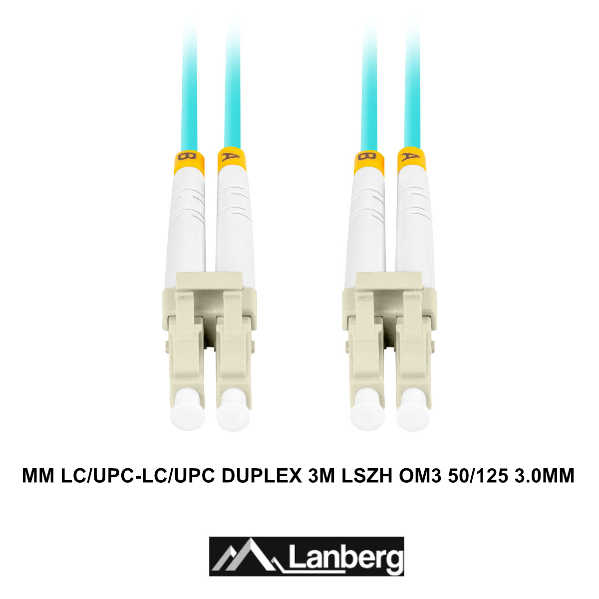 Cablu retea fibra optica cu lungime 3 m si conectori LC/UPC-LC/UPC, Lanberg Z43335, MM, DUPLEX 3.0MM OM3 50/125 LSZH, albastru [3]