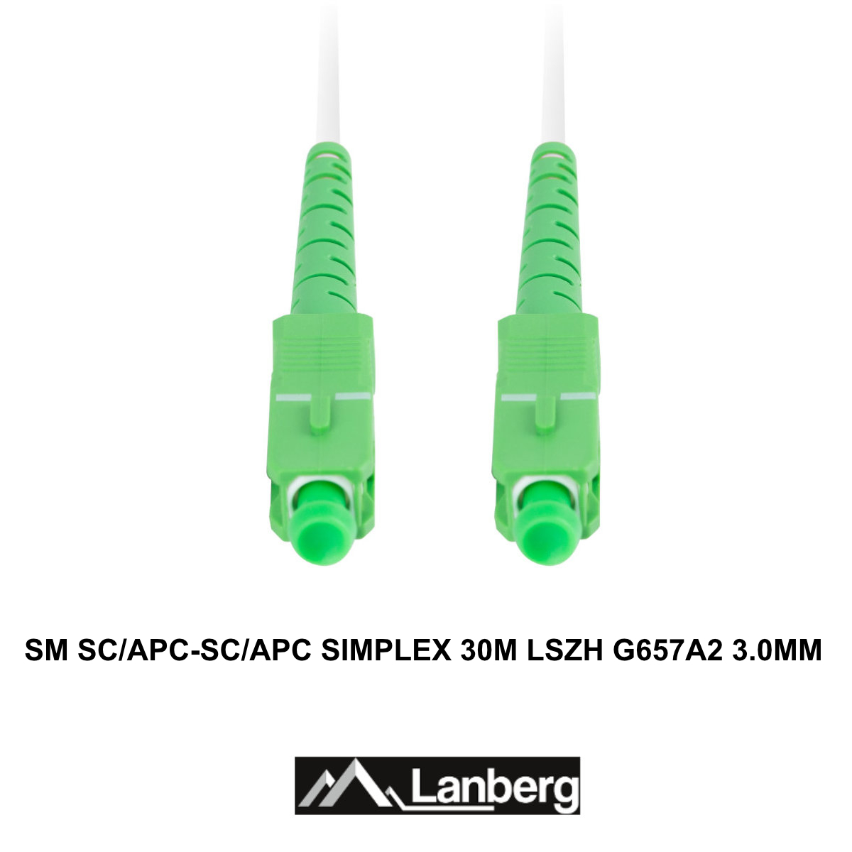 Cablu retea fibra optica cu lungime 30 m si conectori SC/APC-SC/APC, Lanberg Z43088, SM, SIMPLEX 3.0MM G657A2 LSZH, alb [3]