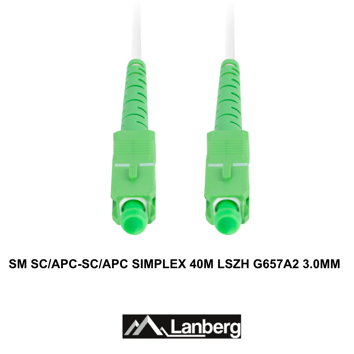 Cablu retea fibra optica cu lungime 40 m si conectori SC/APC-SC/APC, Lanberg Z43090, SM, SIMPLEX 3.0MM G657A2 LSZH, alb [3]
