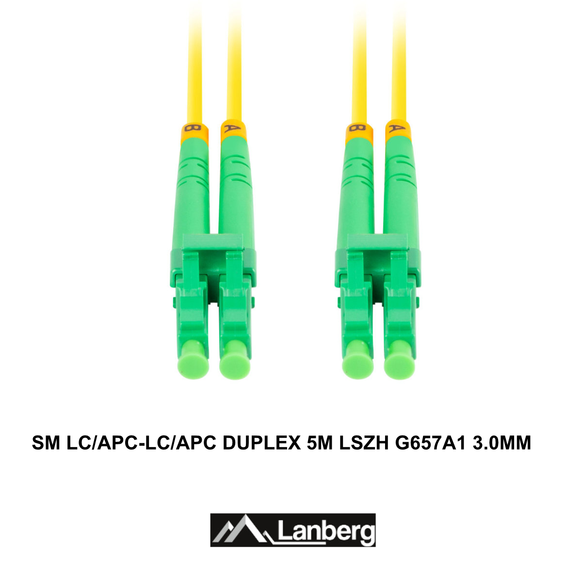 Cablu retea fibra optica cu lungime 5 m si conectori LC/APC-LC/APC, Lanberg Z43321, SM, DUPLEX 3.0MM G657A1 LSZH, galben [3]