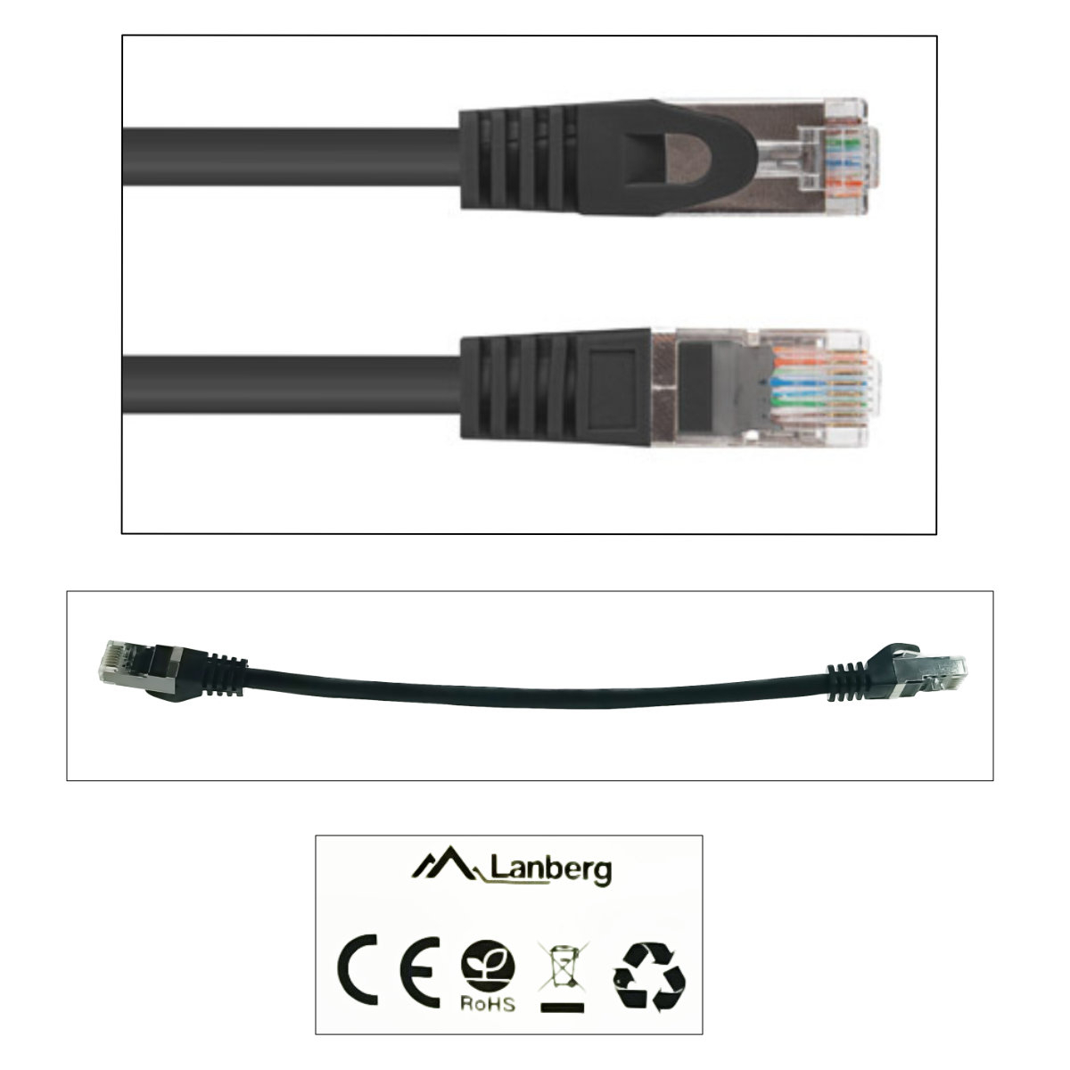Cablu retea-patchcord CAT6 FTP, Lanberg 43618, 2 X RJ45, lungime 25cm, AWG26, 10Gb/s-250MHz, de legatura retea, ethernet, negru [4]