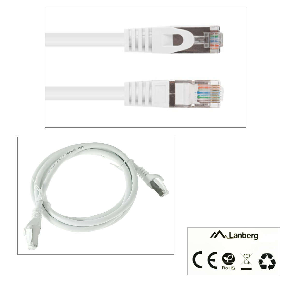 Cablu retea-patchcord CAT6 FTP, Lanberg 43627, 2 X RJ45, lungime 1.5m, AWG26, 10Gb/s-250MHz, de legatura retea, ethernet, alb [4]
