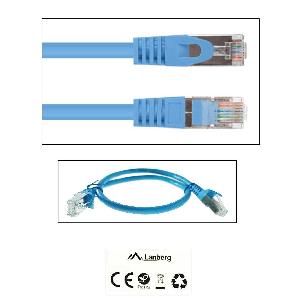 Cablu retea-patchcord CAT6 FTP, Lanberg 43631, 2 X RJ45, lungime 50cm, AWG26, 10Gb/s-250MHz, de legatura retea, ethernet, albastru [3]
