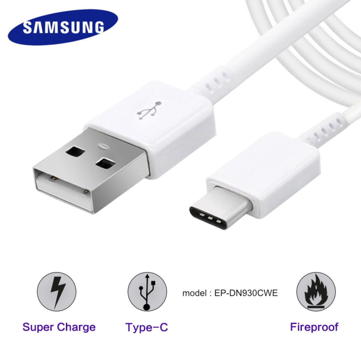 Cablu Samsung EP-DN930CWE, USB tip A tata la USB tip C tata, lungime 1.2 m, alb [3]