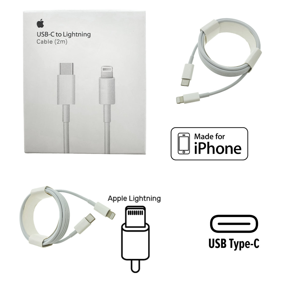 Cablu tip Lightning la USB-C, pentru Apple, A1702, 2m, alb, in blister [4]