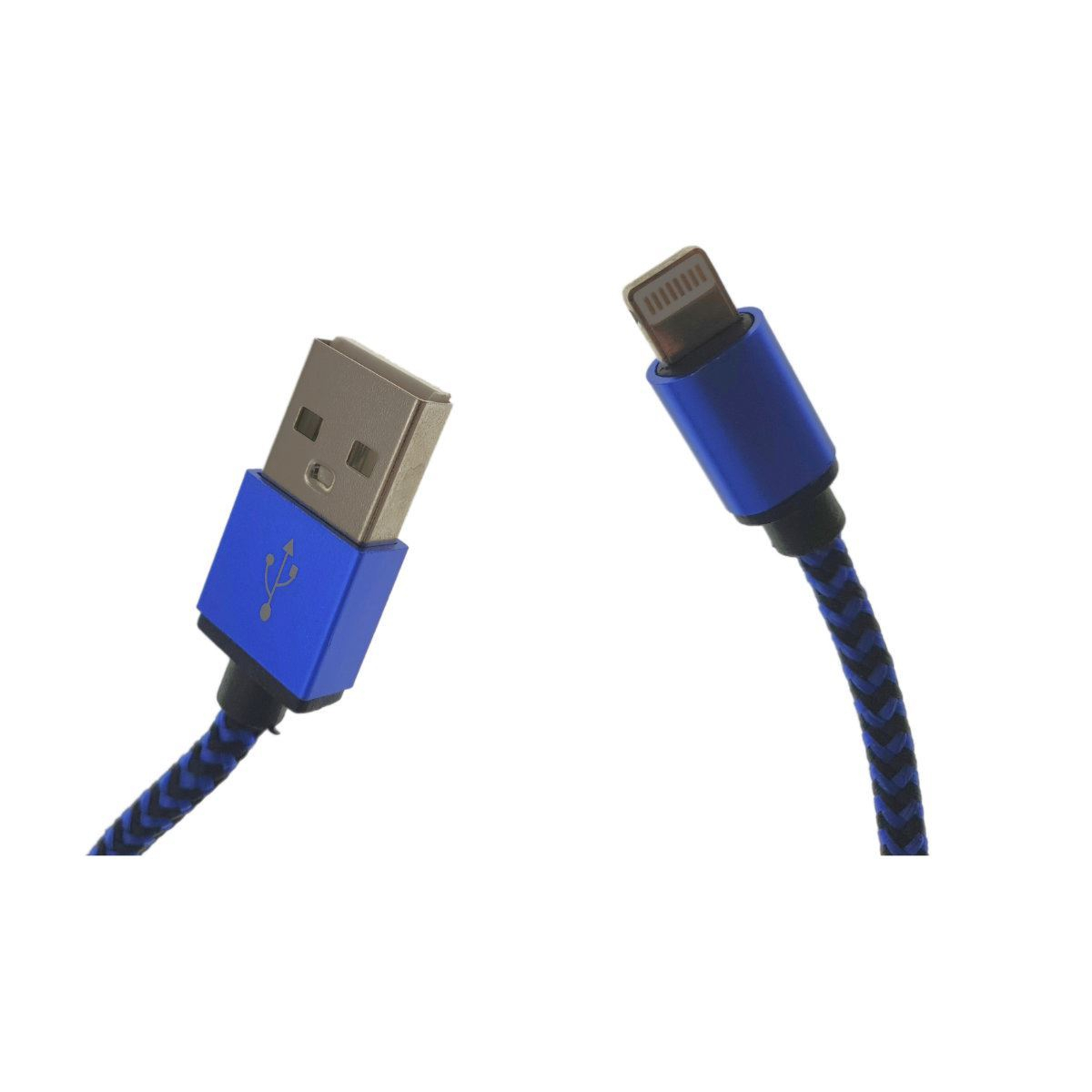 Cablu USB 2.0 compatibil cu conector lightning, invelis textil, 100cm, albastru cu negru [2]