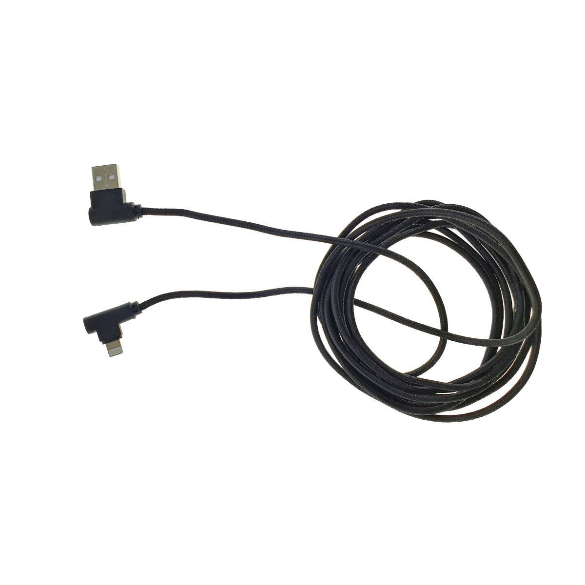 Cablu USB 2.0 compatibil cu conector lightning, unghi 90 grade la ambele capete, 300 cm lungime, invelis textil, negru [10]