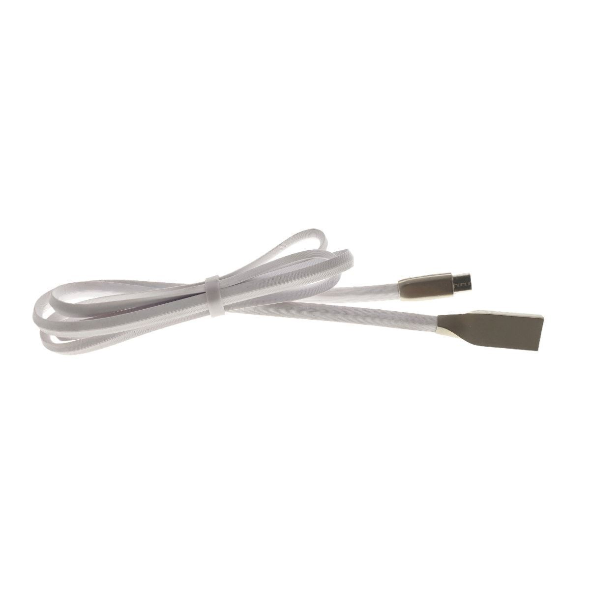 Cablu USB 2.0 la microUSB,100cm,plat,cauciucat,metal,alb [3]
