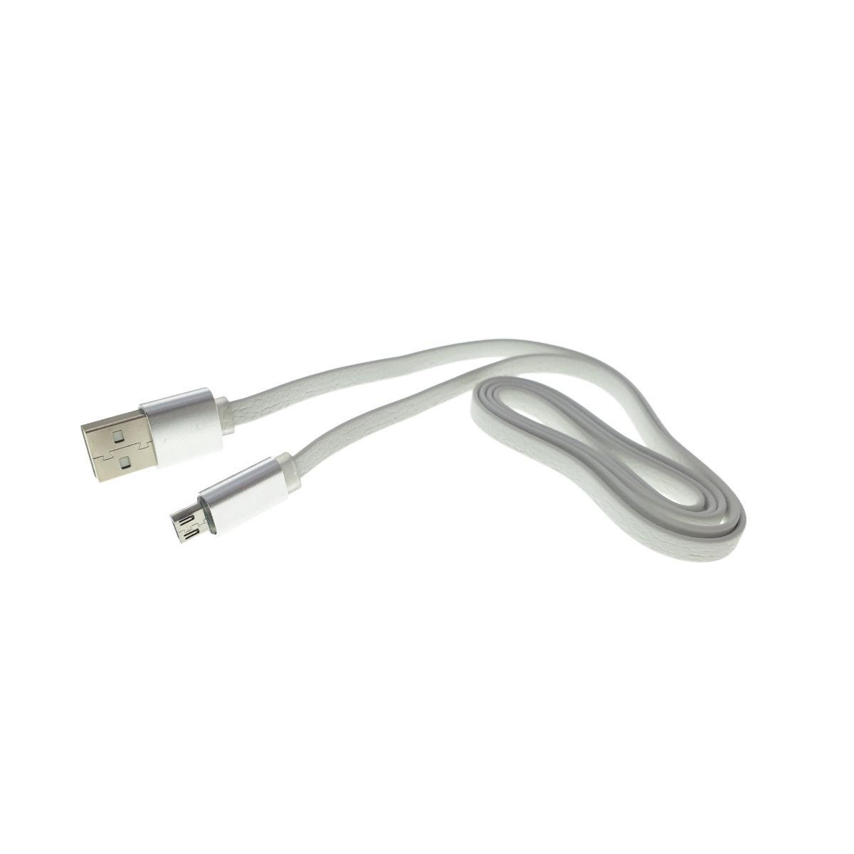 Cablu USB 2.0 la microUSB, 80 cm, plat, cauciucat, alb [5]