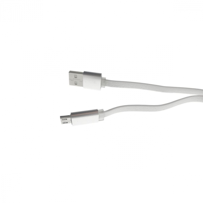 Cablu USB 2.0 la microUSB, 80 cm, plat, cauciucat, alb [2]