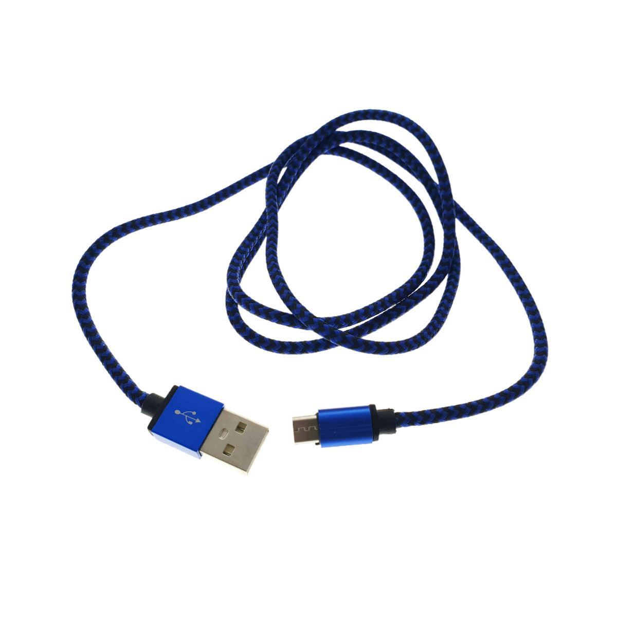 Cablu USB 2.0 la microUSB,invelis textil,120cm,albastru cu negru,CTMBL01 [4]