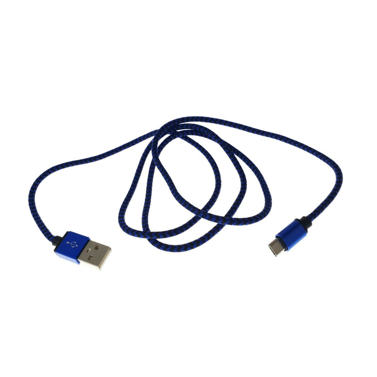 Cablu USB 2.0 la microUSB,invelis textil,120cm,albastru cu negru,CTMBL01 [3]
