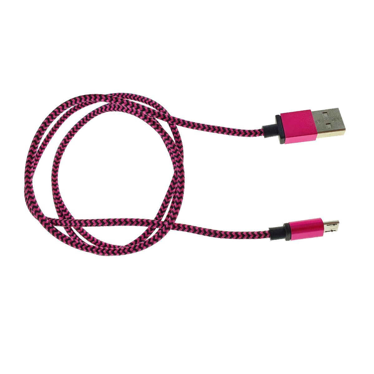 Cablu USB 2.0 la microUSB, invelis textil,120cm, negru cu roz,CTMG01 [3]
