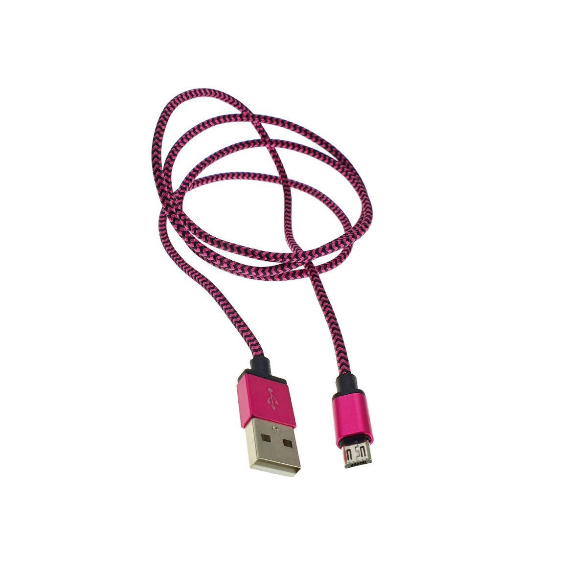 Cablu USB 2.0 la microUSB, invelis textil,120cm, negru cu roz,CTMG01 [4]