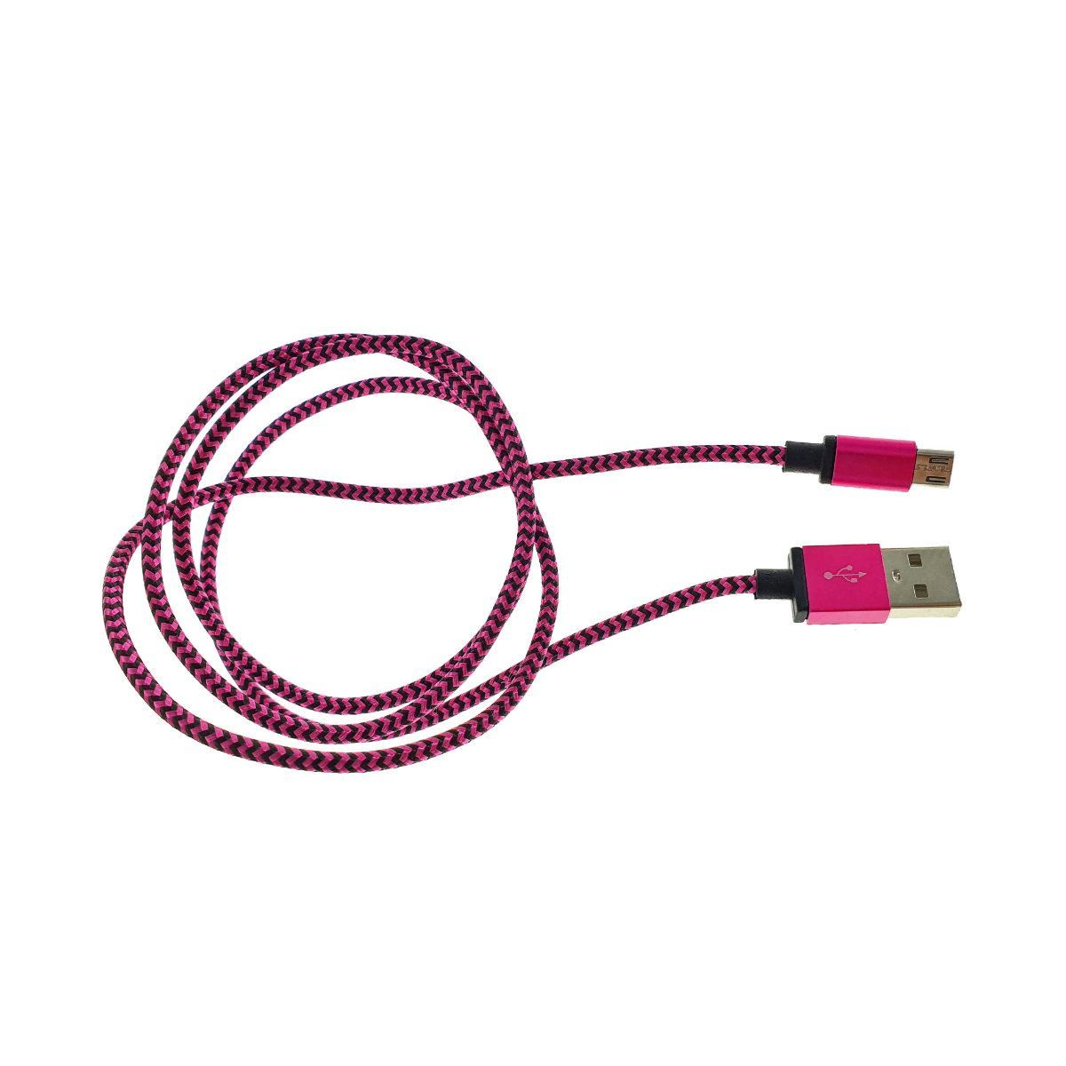 Cablu USB 2.0 la microUSB, invelis textil,120cm, negru cu roz,CTMG01 [5]