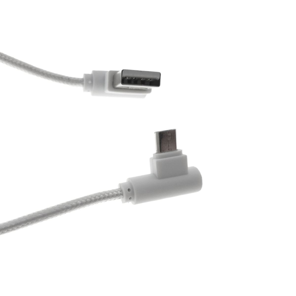 Cablu USB 2.0 la microUSB, unghi 90 grade la ambele capete, 300 cm lungime, invelis textil, alb [6]