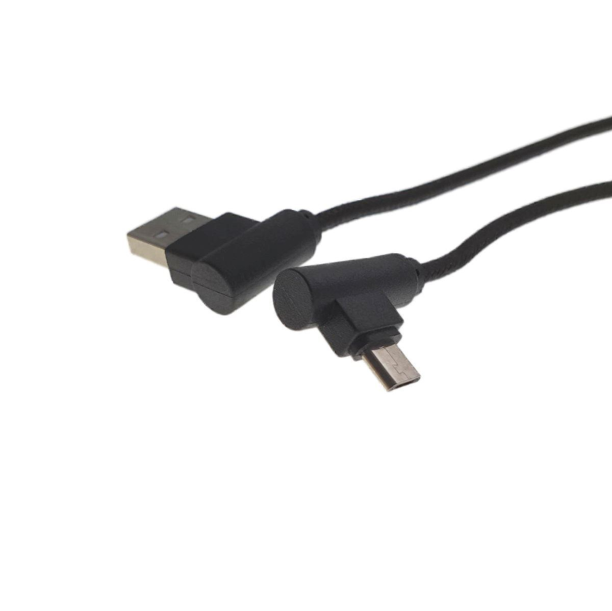 Cablu USB 2.0 la microUSB, unghi 90 grade la ambele capete, 300 cm lungime, invelis textil, negru [5]