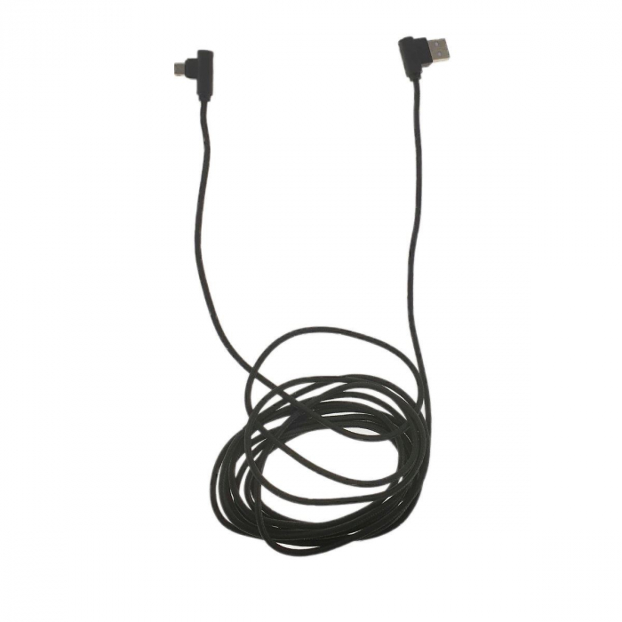 Cablu USB 2.0 la microUSB, unghi 90 grade la ambele capete, 300 cm lungime, invelis textil, negru [4]