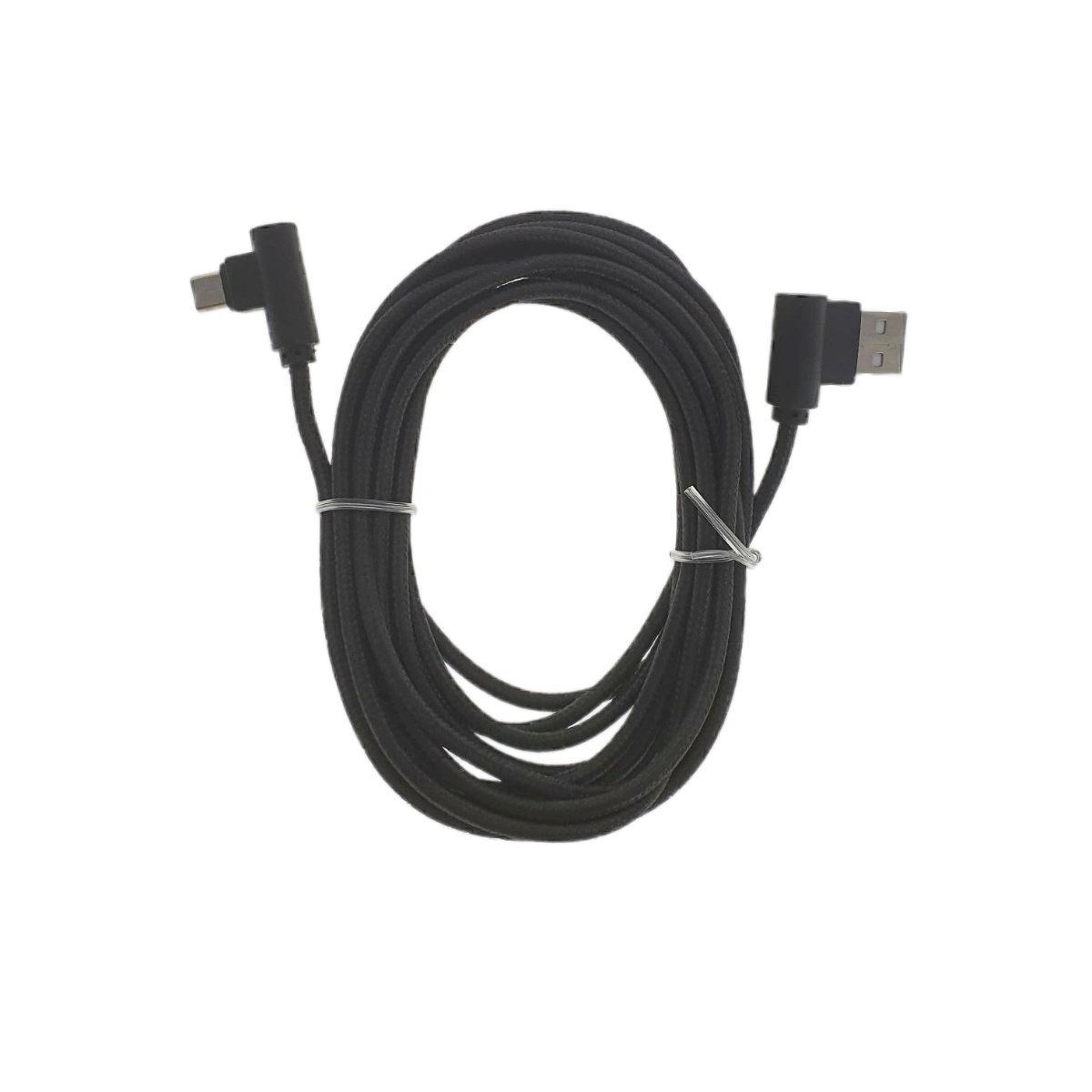 Cablu USB 2.0 la microUSB, unghi 90 grade la ambele capete, 300 cm lungime, invelis textil, negru [6]