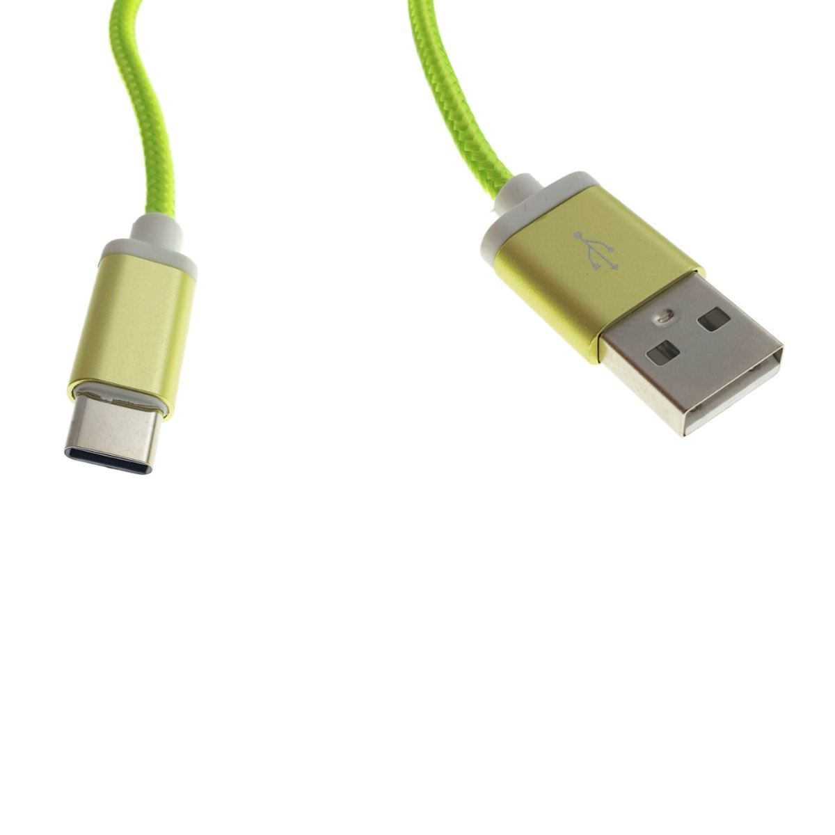 Cablu USB 2.0 la USB tip C, invelis textil, 120cm, verde, CTTC01G [5]