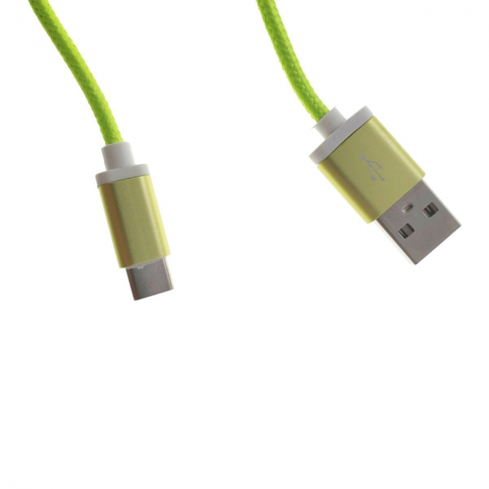 Cablu USB 2.0 la USB tip C, invelis textil, 120cm, verde, CTTC01G [3]