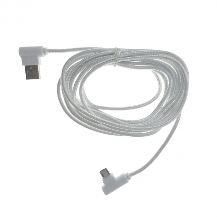 Cablu USB 2.0 la USB tip C, unghi 90 grade la ambele capete, 300 cm lungime, invelis textil, alb [1]
