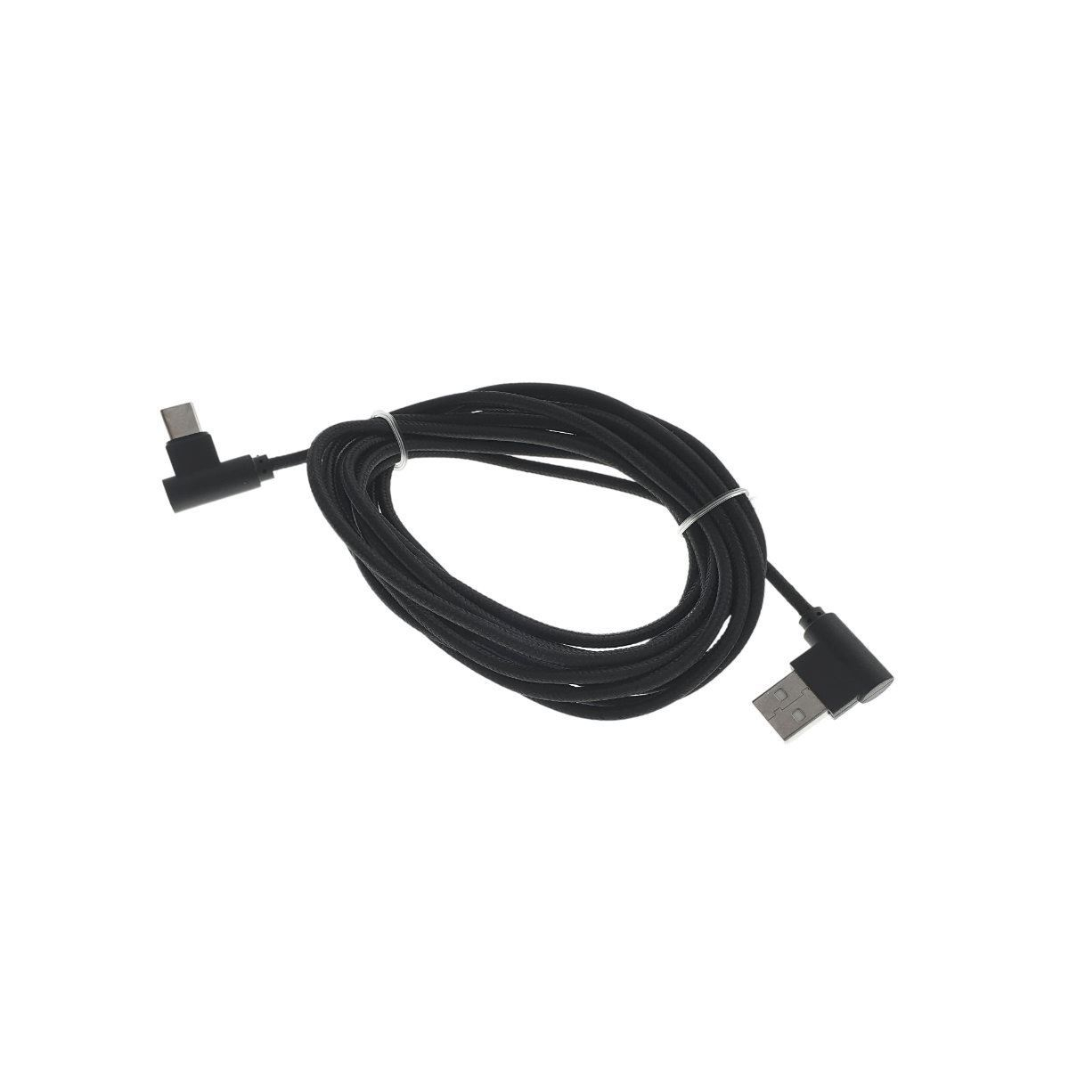 Cablu USB 2.0 la USB tip C, unghi 90 grade la ambele capete, 300 cm lungime, invelis textil, negru [8]
